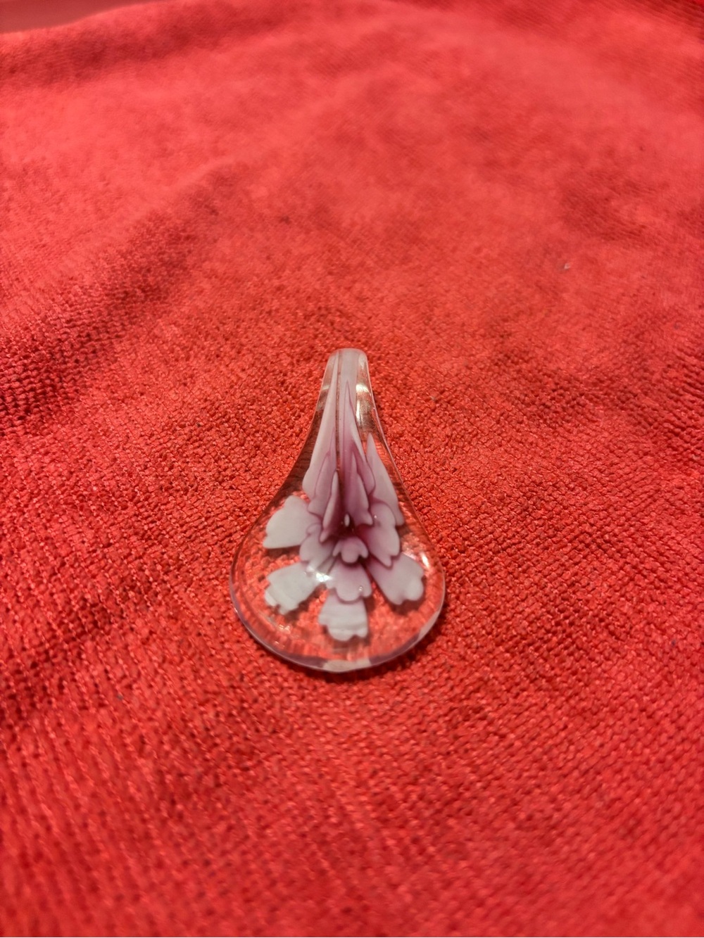 Floral Teardrop Pendant in Pink and White
